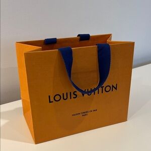 Louis Vuitton Bold Orange Tote with Blue Handles